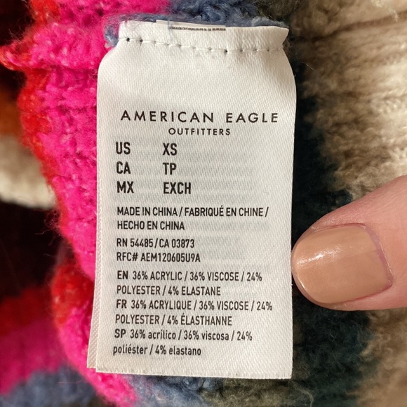 American Eagle plush knit ribbed striped cropped sweater size XS - Picture 10 of 11